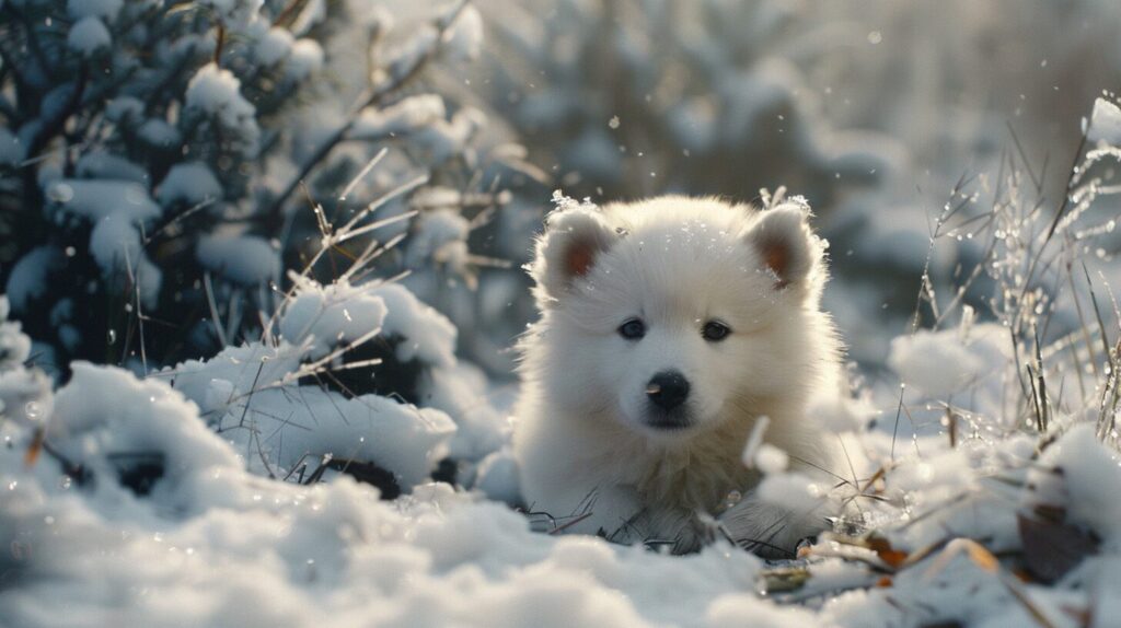 サモエド犬の子犬